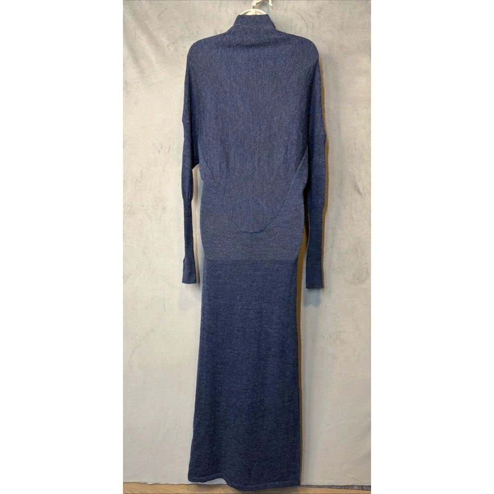 Nicholas K Women's Alpaca Maxi Sweater Dress Blue XS Batwing Thumbholes